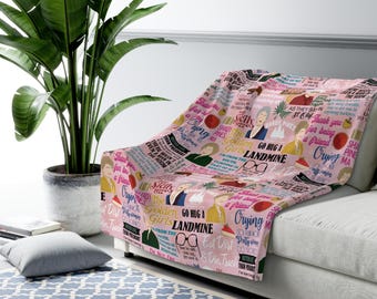 Golden Girls Show Inspired Sherpa Fleece Blanket Throw Hand Drawn Gift Rose Blanch Ma Dorothy Quotes