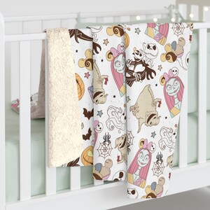 Nightmare Before Christmas Inspired Sherpa Fleece Blanket Throw Hand Drawn Gift Disneyland Magic Kingdom Parks World Movie Gifts Lap image 4