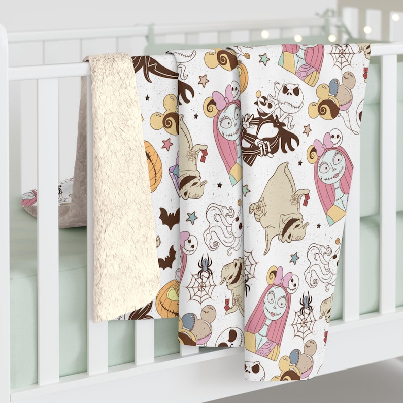 Nightmare Before Christmas Inspired Sherpa Fleece Blanket Throw Hand Drawn Gift Disneyland Magic Kingdom Parks World Movie Gifts Lap image 4