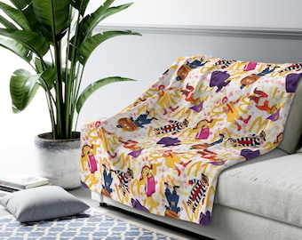 Mcdonalds Inspired Sherpa Fleece Blanket Throw Hand Drawn Art Gift Lap Hamburgler Grimace Arches