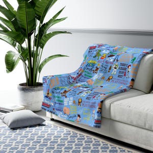 Toy Story Inspired Sherpa Fleece Blanket Throw Hand Drawn Art Gift Disneyland Ride World Kingdom Buzz Lightyear Woody Bo Peep image 2