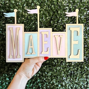 Fantasyland Inspired Wooden Name Wall Sign Small Personalized