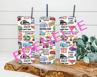 Cars movie Ride Disney Disneyland Inspired Tumbler Cup Mouse Magic Kingdom World Lands Gift quotes lightning mater radiator springs sally