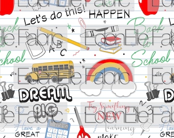 Back to school Seamless Digital File Hand drawn unique download