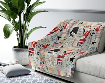 Manta de vellón Sherpa inspirada en Broadway de Hamilton, regalo dibujado a mano, profesor de teatro musical, citas sin parar