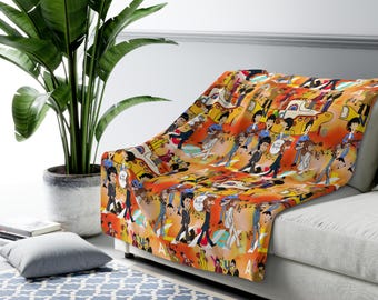 Manta de forro polar Sherpa inspirada en la música de los Beatles, regalo de arte dibujado a mano, submarino amarillo, ayer, juntos, volvamos.