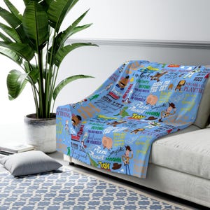 Toy Story Inspired Sherpa Fleece Blanket Throw Hand Drawn Art Gift Disneyland Ride World Kingdom Buzz Lightyear Woody Bo Peep image 1