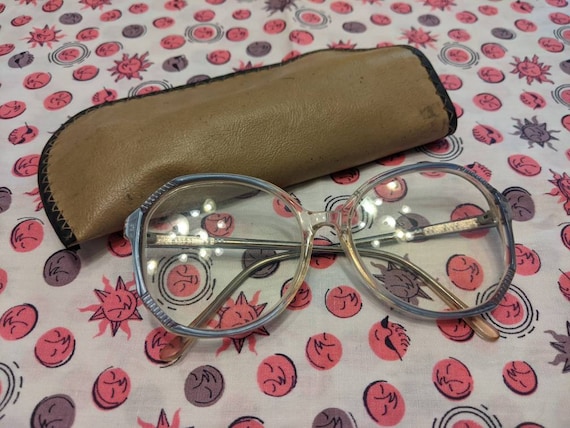 1970's Clear Eyeglasses / 1970s Blue Glasses / Vin