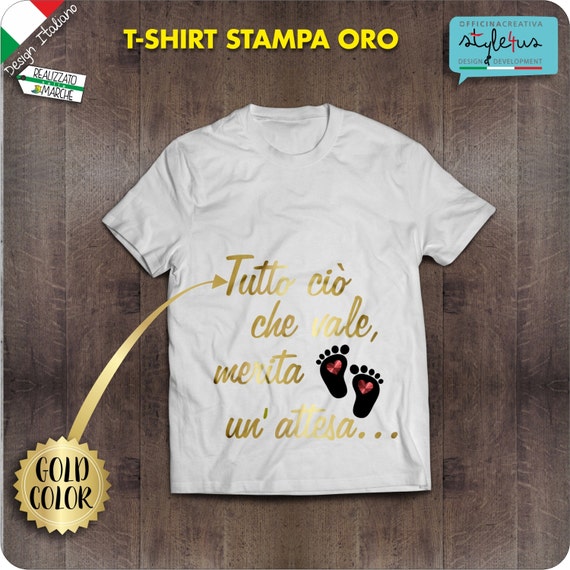 T-shirt donna incinta Con stampa in Oro | Etsy Italia