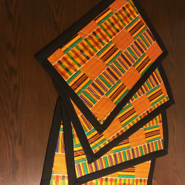 Napperons Kente Tissu Kente, Set de table réversible, Set de table, Décor africain, Linge de table, Ensemble de 2, 4 ou 6