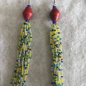 African Beaded Earrings/Bohemian Style Earrings/Glass Beads /Dangle Earrings/with Hook Earrings