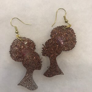 Resin African Woman Earrings/African Woman with Puff Hair Style Earrings