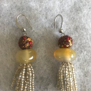 African Beaded Earrings/Bohemian Style Earrings/Glass Beads /Dangle Earrings/with Hook Earrings