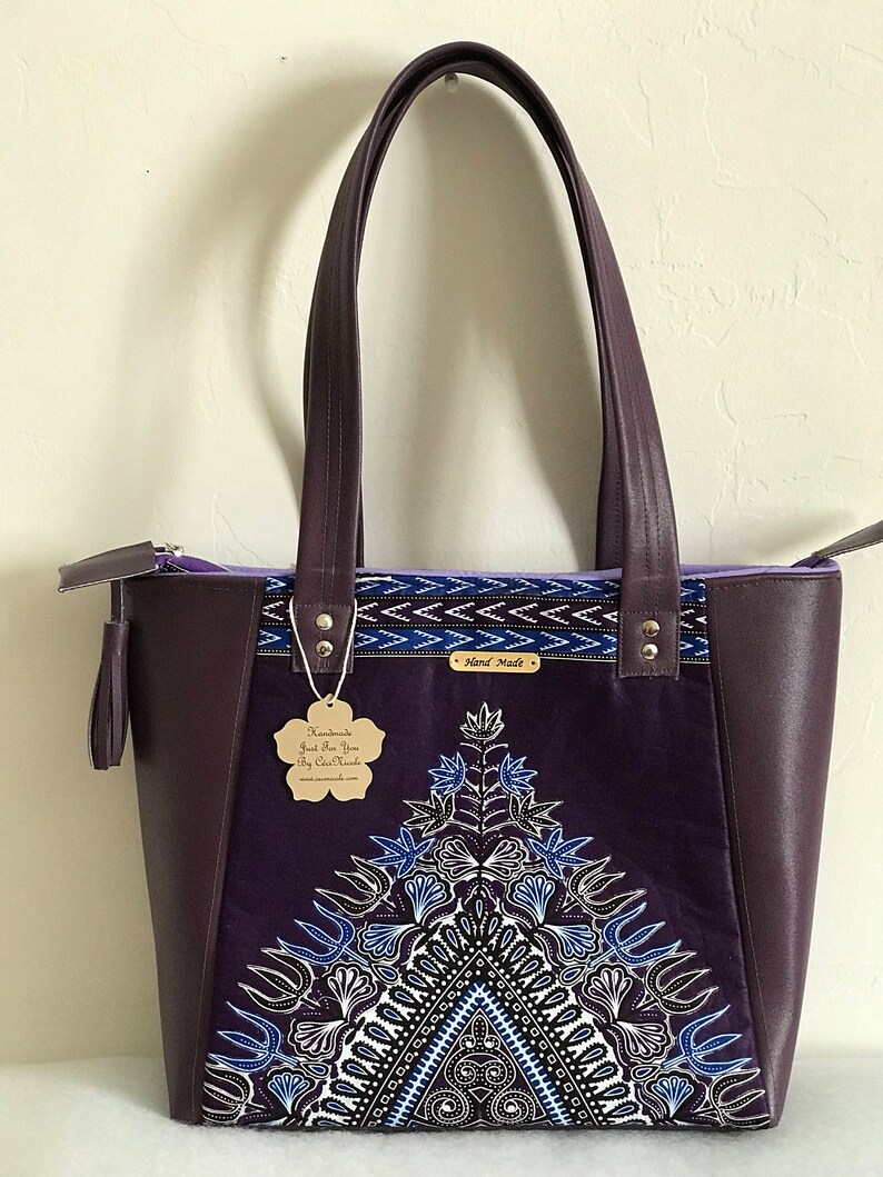 Purple Faux Leather Everyday Tote Handbag/plum Vinyl - Etsy
