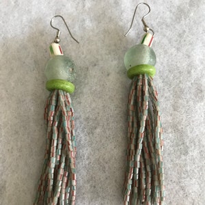 African Beaded Earrings/Bohemian Style Earrings/Glass Beads /Dangle Earrings/with Hook Earrings