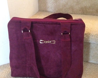 Suede Burgundy/Wine Handbag/Purse