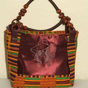 Afrikanische Handtasche jeden Tag Einkaufstasche/Kente Ankara Stoff/Handtasche/handmade Tasche/afrikanischen Stoff / handgemachte Geldbörse / Burgund Handtasche/Perlen Griff