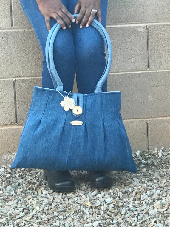 Jeans Hobo Bag/shopping Bag/pleated Bag/ Large Handbag/denim 