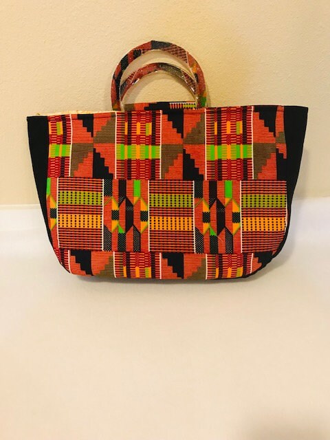 Kente African Fabric Handbag/african Bag/kente Handle/ankara - Etsy