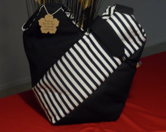 Reversible Bag /Black & White Stripped Bag/Black and White/Fabric Tote Bag/Tote Bag/ Multipurpose Bag/Work Bag/Ladies Bag/Ladies Purse/