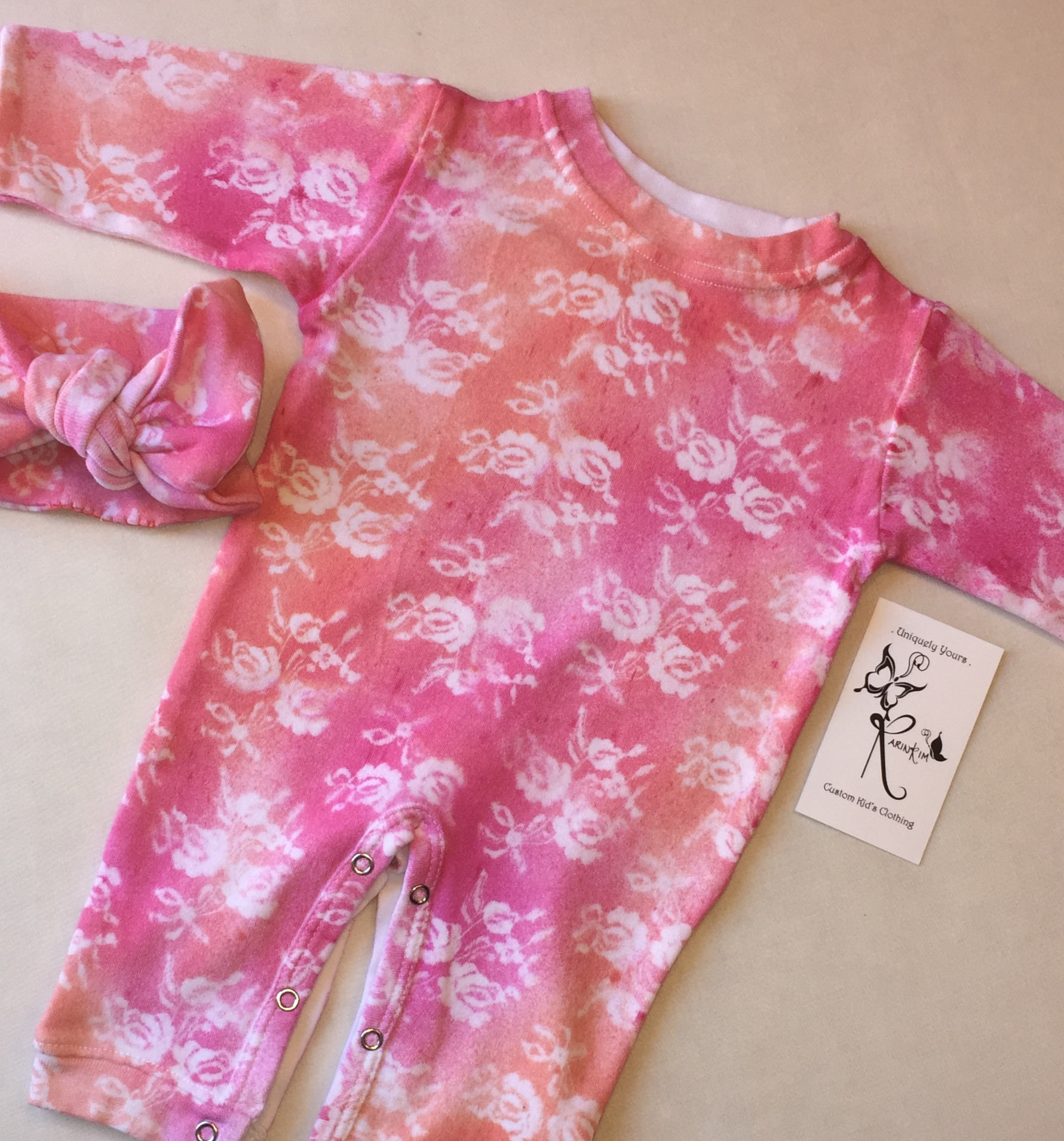 Newborn Girl Romper Tie Dyed Baby Clothes Knot Headband Etsy