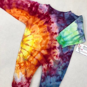 Rainbow Tie Dyed Baby Clothes, Ice Dyed Hand Dyed Romper, Baby Shower Gift, Boho Hippie Coming Home Outfit, Infant One piece, New Baby Gift