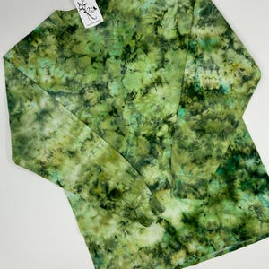 Tie Dyed Toddler Cotton T-Shirt, Ice Dyed Long Sleeved, Short Sleeved Little Boy or Girls Top: Hand-Dyed Kids Bright, Comfortable T-Shirts Earthy Green