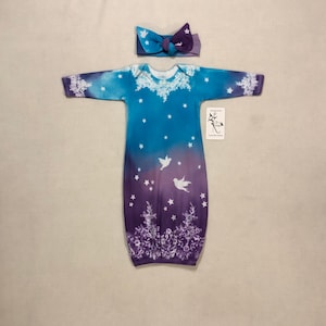 Newborn Girl Coming Home Outfit, Tie Dyed Baby Gown, Unique Baby Shower Gift, Boho Baby, New Baby Gift, Infant Girl Gown, Hippie Bodysuit