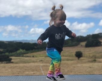 Little Girl Rainbow Leggings, Tie Dye Pants, Baby Girl Clothes, New Baby Gift, Boho, Hippie, Baby Shower Gift, First Birthday Gift
