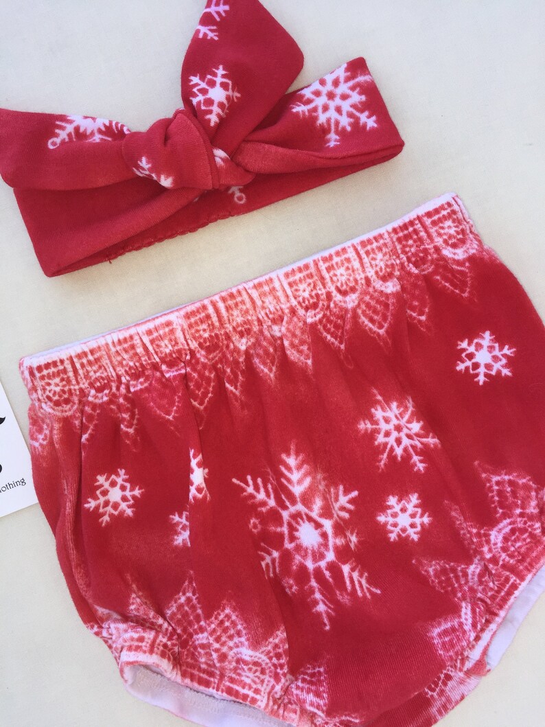 Hippie Holiday Boho Baby/'s First Christmas Gift Christmas Diaper Covers Hand Dyed Hand made Knot Bow Headband Christmas Baby Bloomers