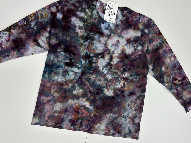 Tie Dyed Toddler Cotton T-Shirt, Ice Dyed Long Sleeved, Short Sleeved Little Boy or Girls Top: Hand-Dyed Kids Bright, Comfortable T-Shirts Midnight Black
