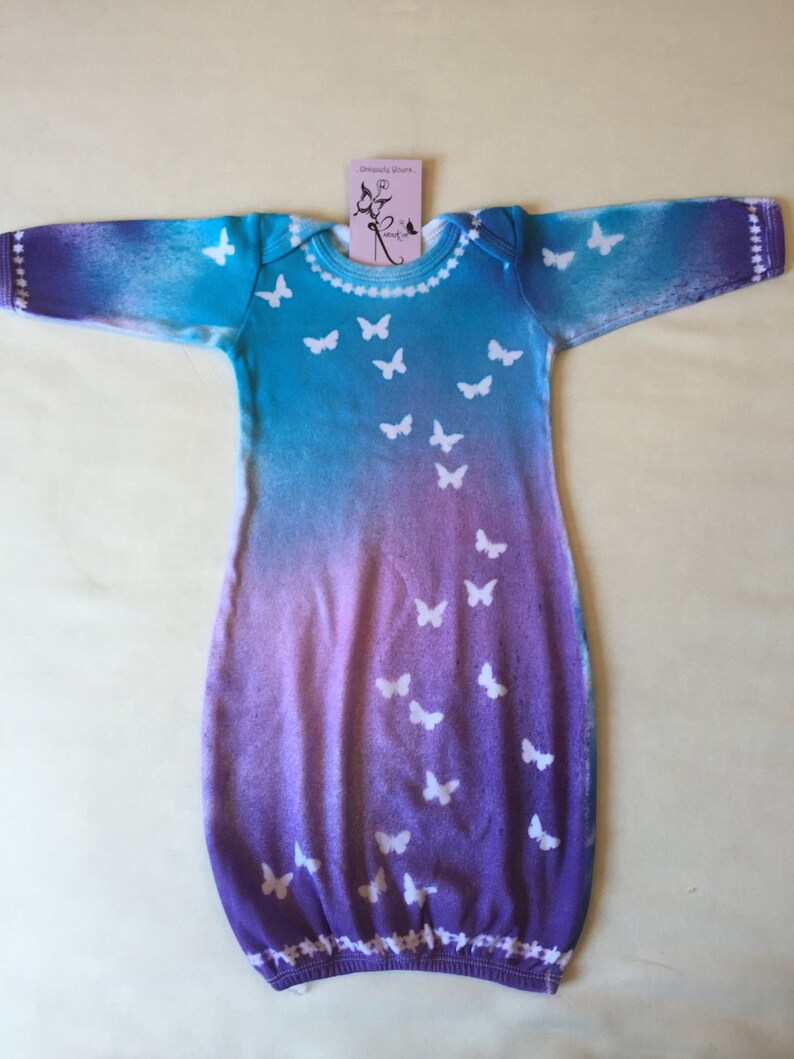 Newborn Girl Tie Dyed Gown Butterfly Sleeper Handmade Boho Etsy