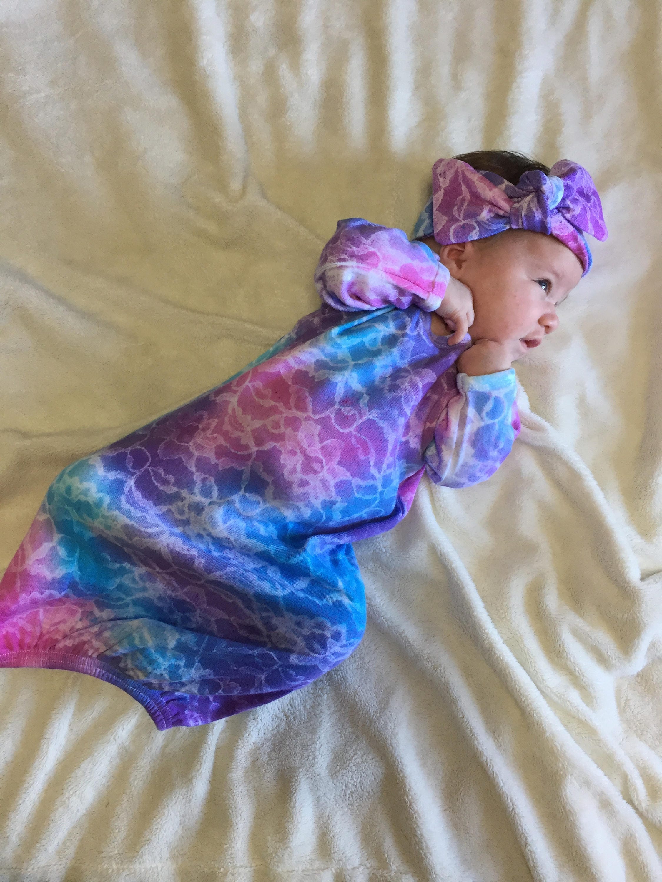 Newborn Girl Coming Home Outfit Newborn Gown Hand Dyed Gown Etsy