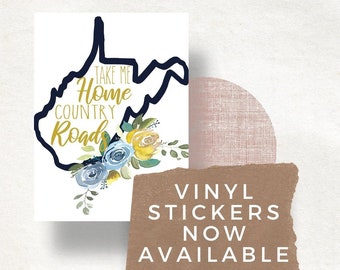 Country Roads State Vinyl Sticker