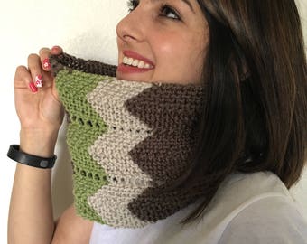 Brown Scarf, Hand Knit Neck Warmer, Ships Next Day, Scarf For Skiing