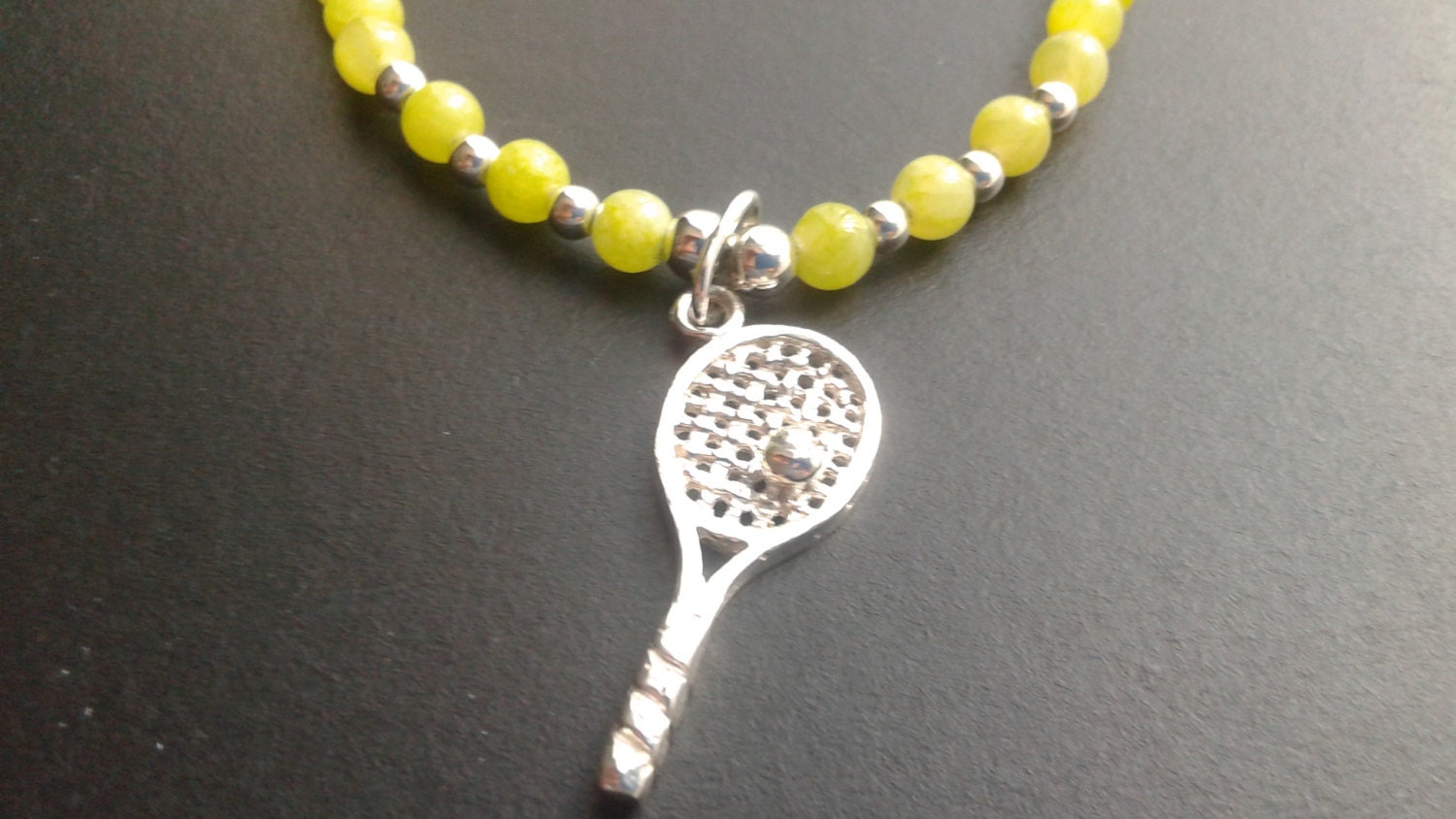 Tennis Racket Charm Bracelet 950 Sterling Silver Etsy
