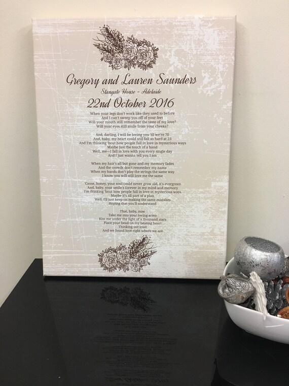 Personalised Wedding Song Lyric Canvas