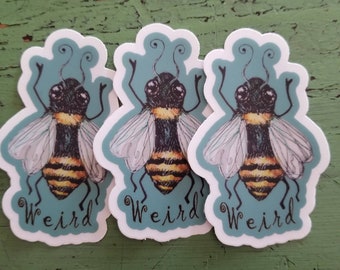 bee lovers stickers! animal lovers pollinators save the bees wonderfully weird ? add to water bottle or phone case lap top notebook or car