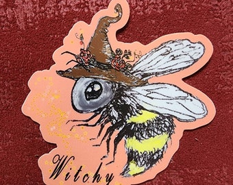 Bee Witchy stickers!  pollinators save the bees wonderfully weird and witchy  water bottle phone case lap top notebook or car