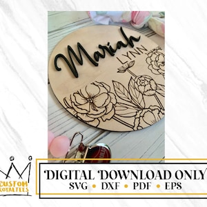 Floral Baby Announcement Name Sign | SVG File | Digital File