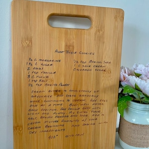 Snijplank met handgeschreven recept