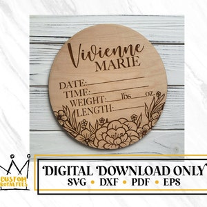 Floral Baby Announcement Name Sign | SVG File | Digital File