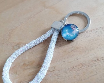 Keychain Frozen Frozen Disney- white sequined wrist strap- customizable