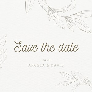 Modelo de cartão postal - Neutrals Leafy Save the Date