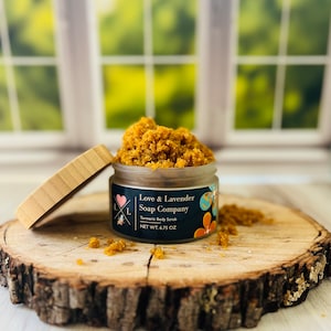 Organic Turmeric Body Scrub | Sugar Scrub | Exfoliating All-Natural Body Scrub| Self Care| Gifts for Him/ Her