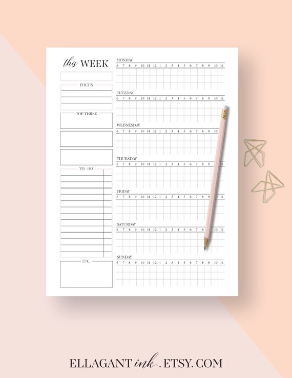 weekly planner inserts weekly schedule weekly planner pages etsy weekly organizer planner