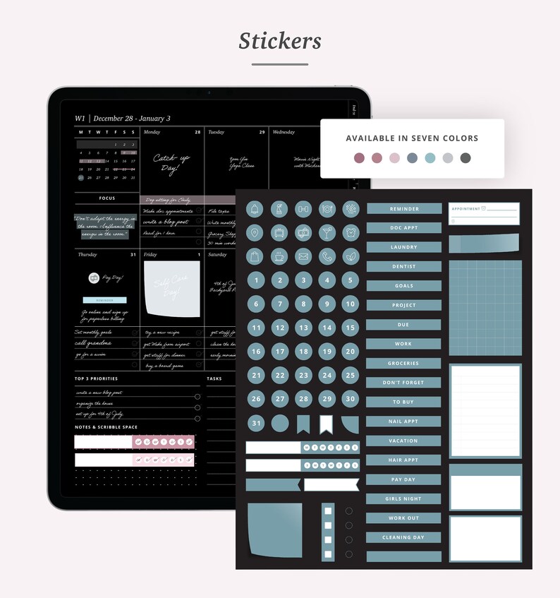 Dark mode digital planner dark mode planner goodnotes Etsy