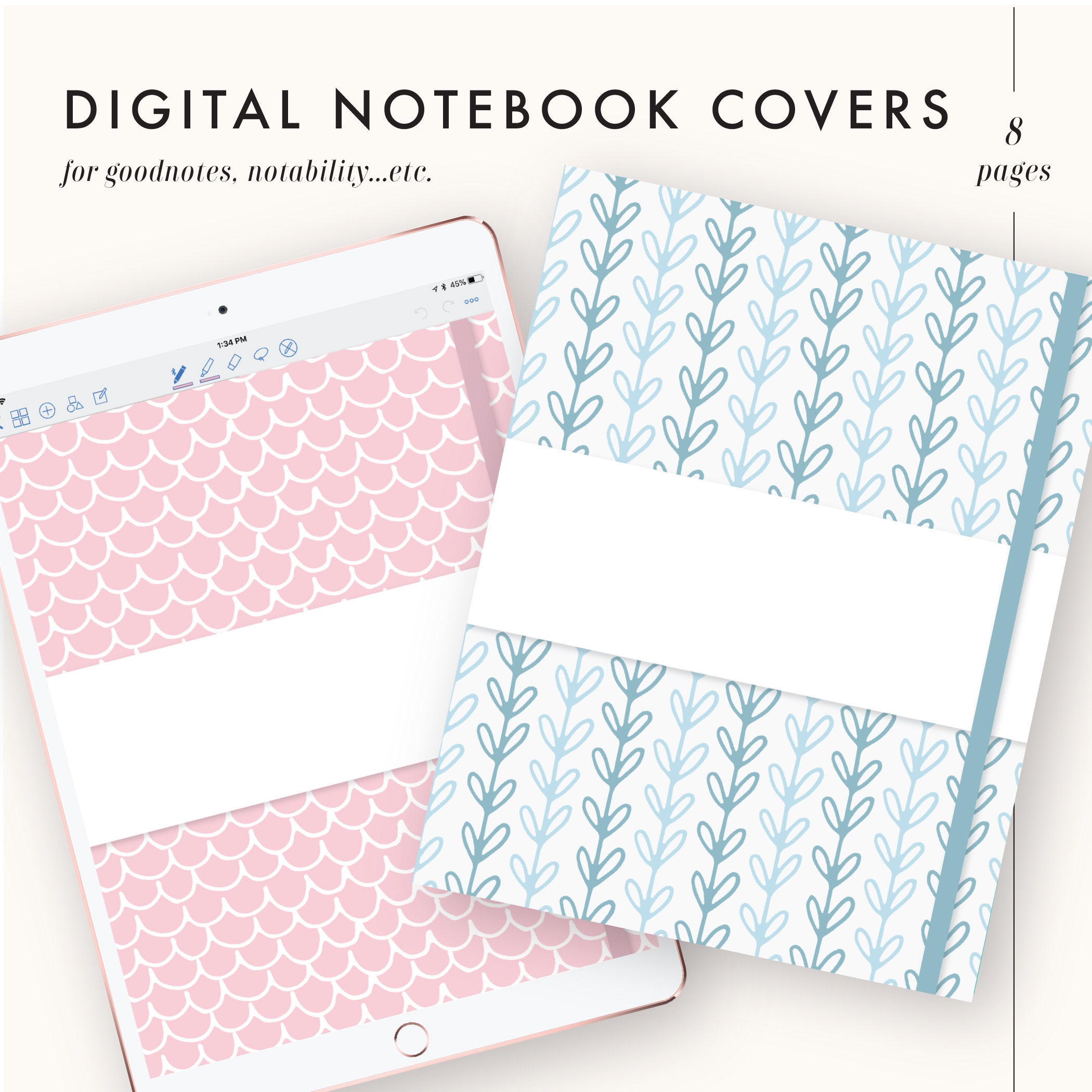 8 Digital Notebook covers goodnotes cover notability cover Etsy