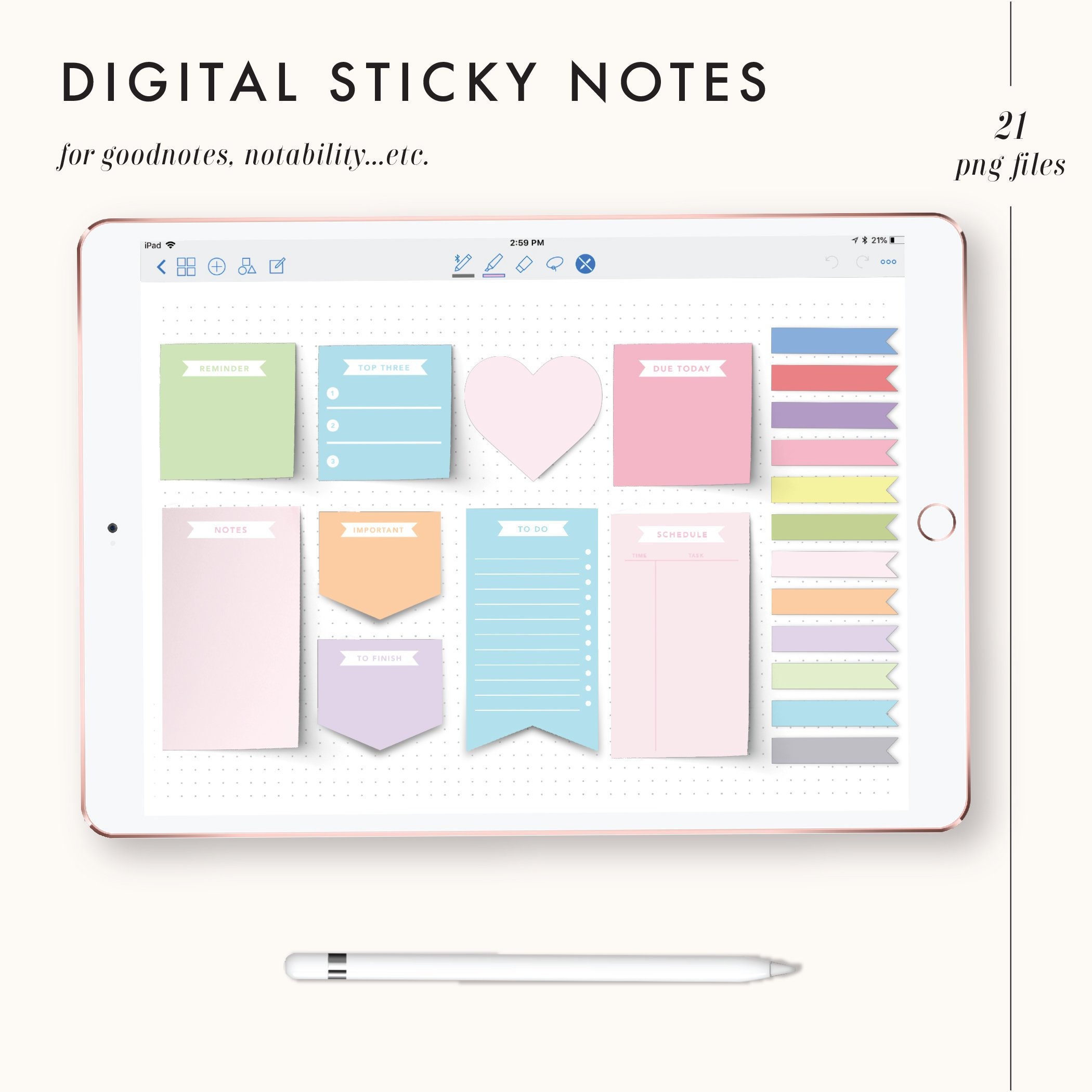 Digital Stickers digital sticky note goodnotes digital Etsy