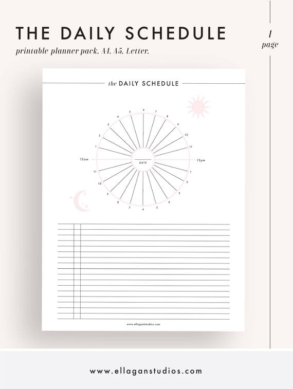 daily schedule daily planner daily agenda daily organizer etsy hourly schedule printable